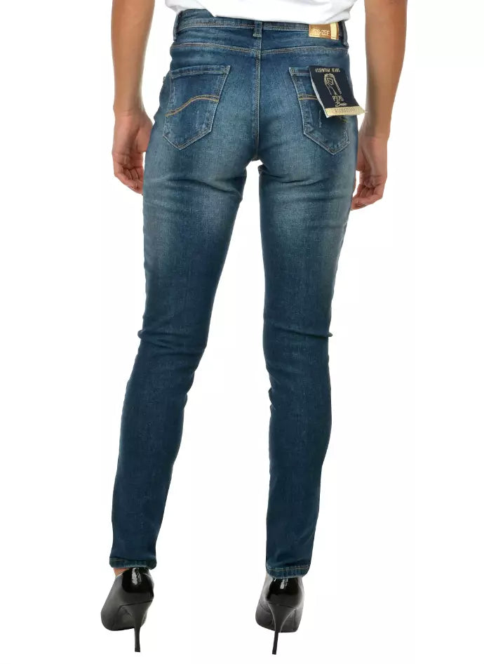 Yes Zee Blaue Baumwoll-Skinny-Jeans für Frauen