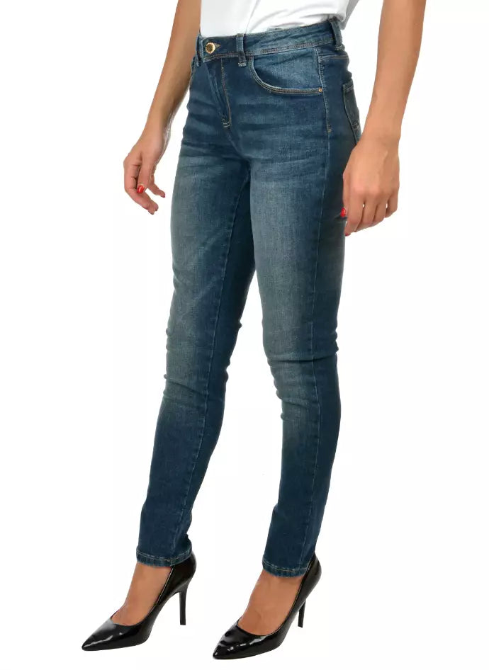 Yes Zee Blaue Baumwoll-Skinny-Jeans für Frauen