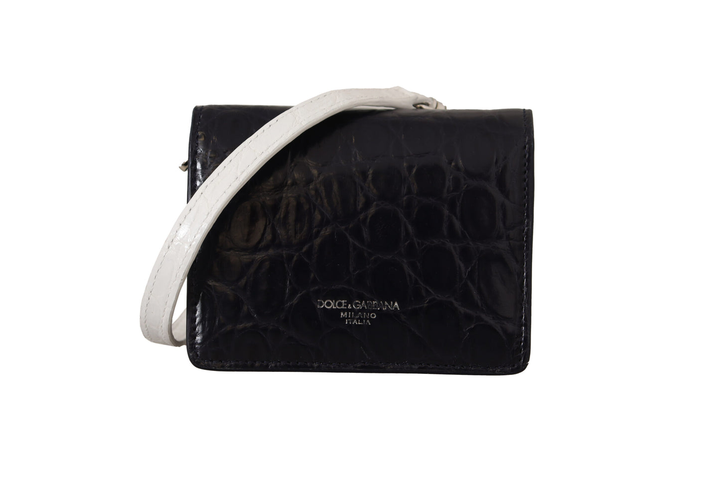 Dolce &amp; Gabbana Blue Exotic Leather Wallet with Strap