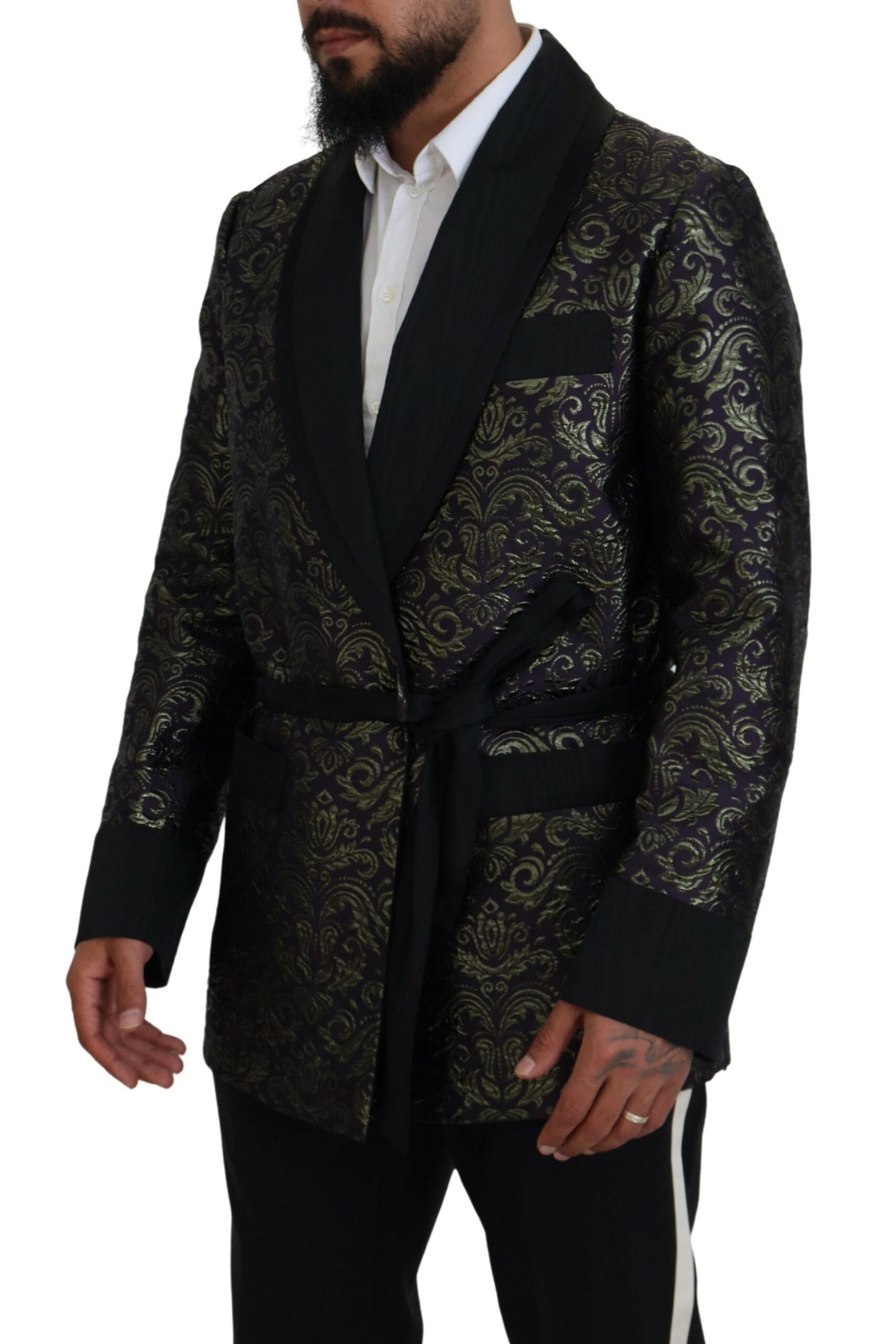 Dolce &amp; Gabbana Gold Jacquard Robe Jacket