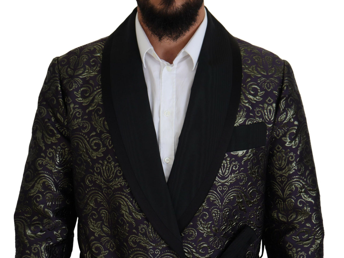 Dolce &amp; Gabbana Gold Jacquard Robe Jacket