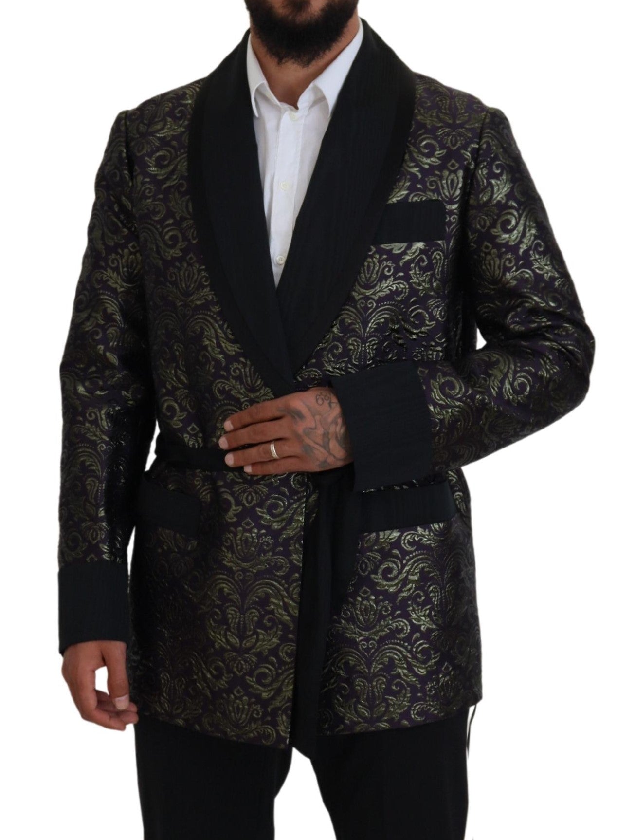 Dolce &amp; Gabbana Gold Jacquard Robe Jacket