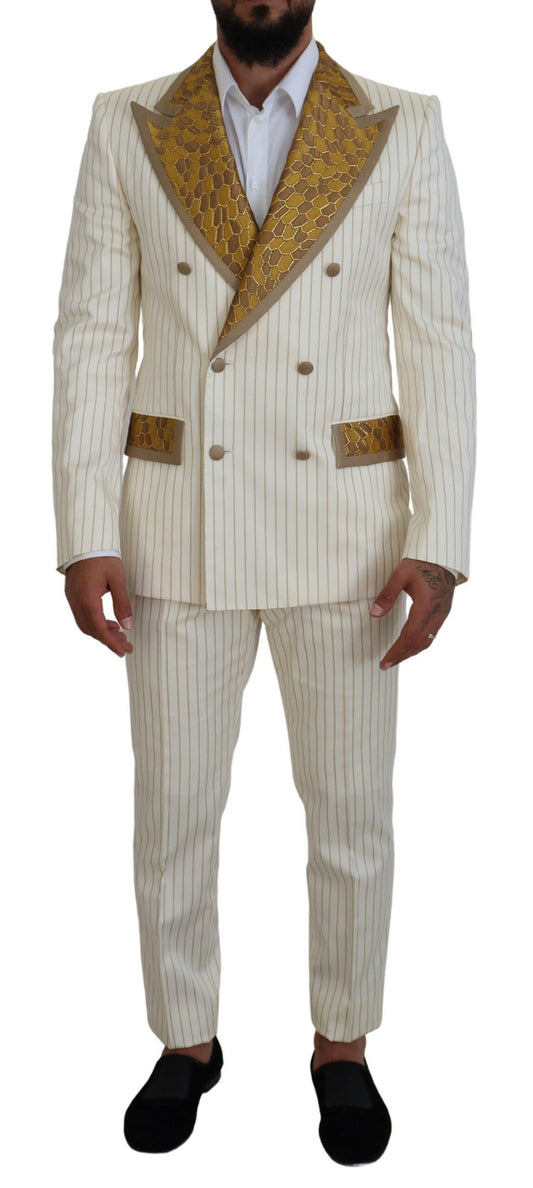 Dolce &amp; Gabbana Elegant Double-Breasted Suit in White