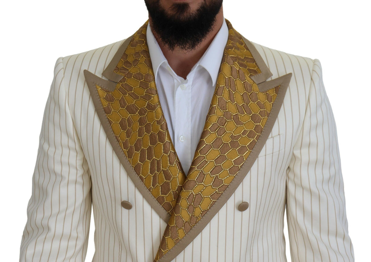 Dolce &amp; Gabbana Elegant Double-Breasted Suit in White