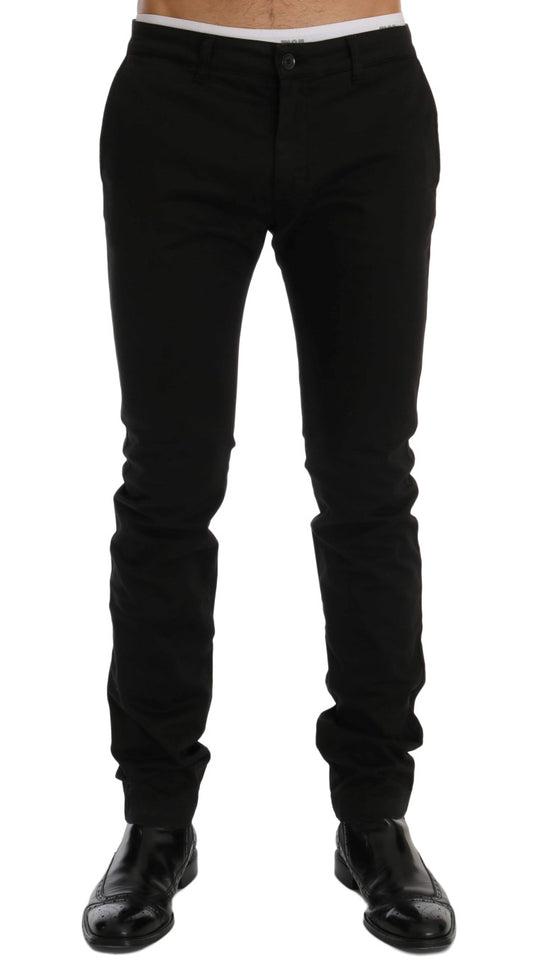 GF Ferre Elegant slim fit trousers in black cotton