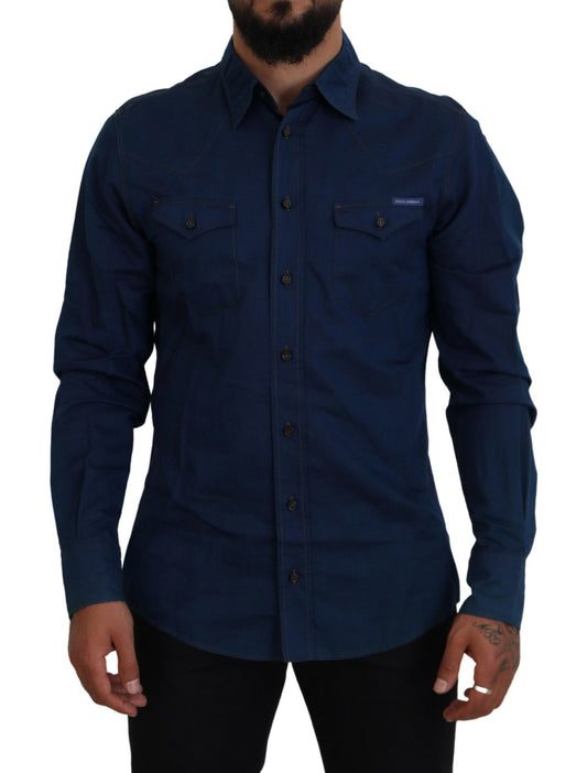 Dolce &amp; Gabbana Elegant Blue Denim Casual Shirt