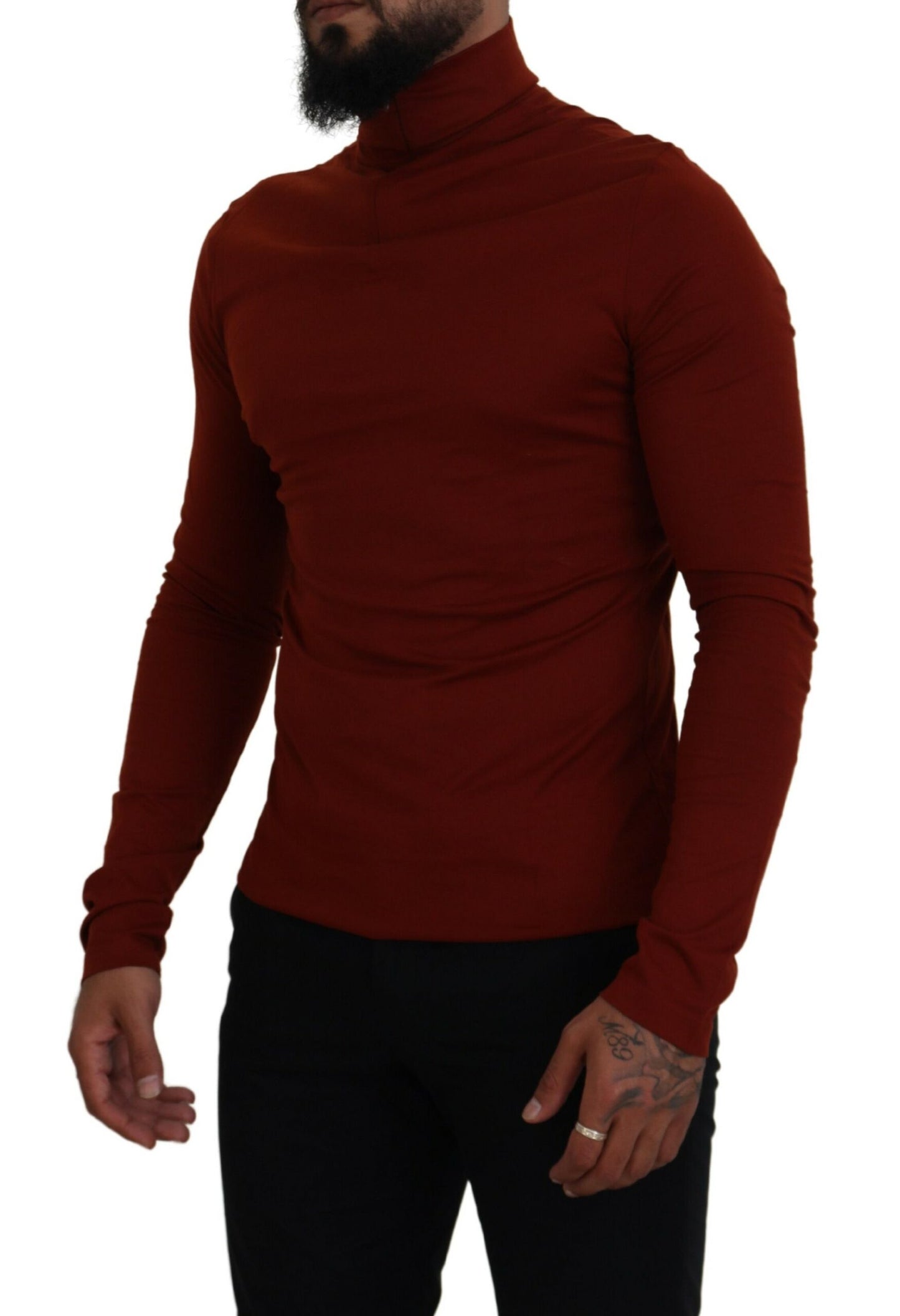 Dolce &amp; Gabbana Elegant maroon sweater with collar and zip