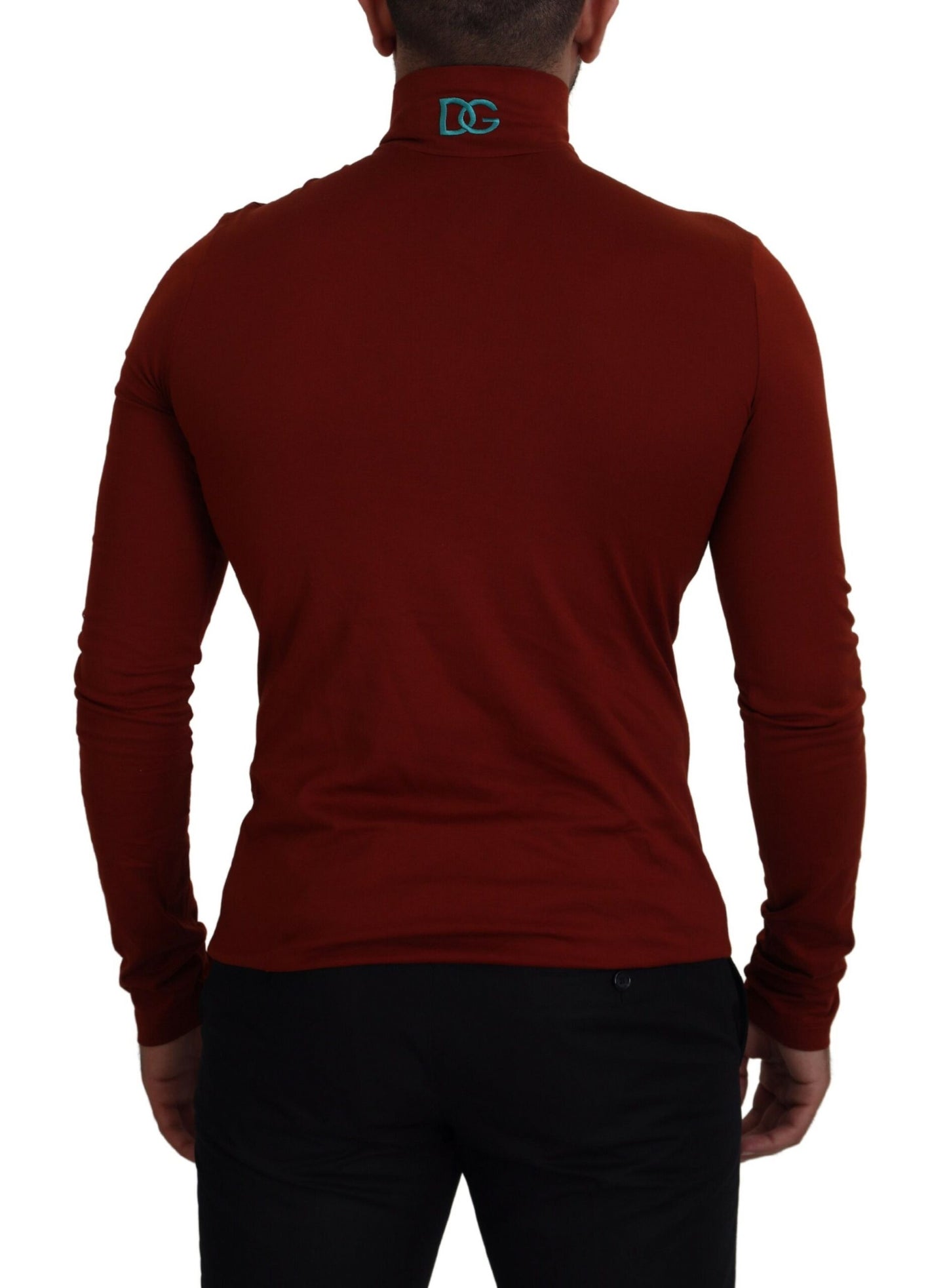 Dolce &amp; Gabbana Elegant maroon sweater with collar and zip