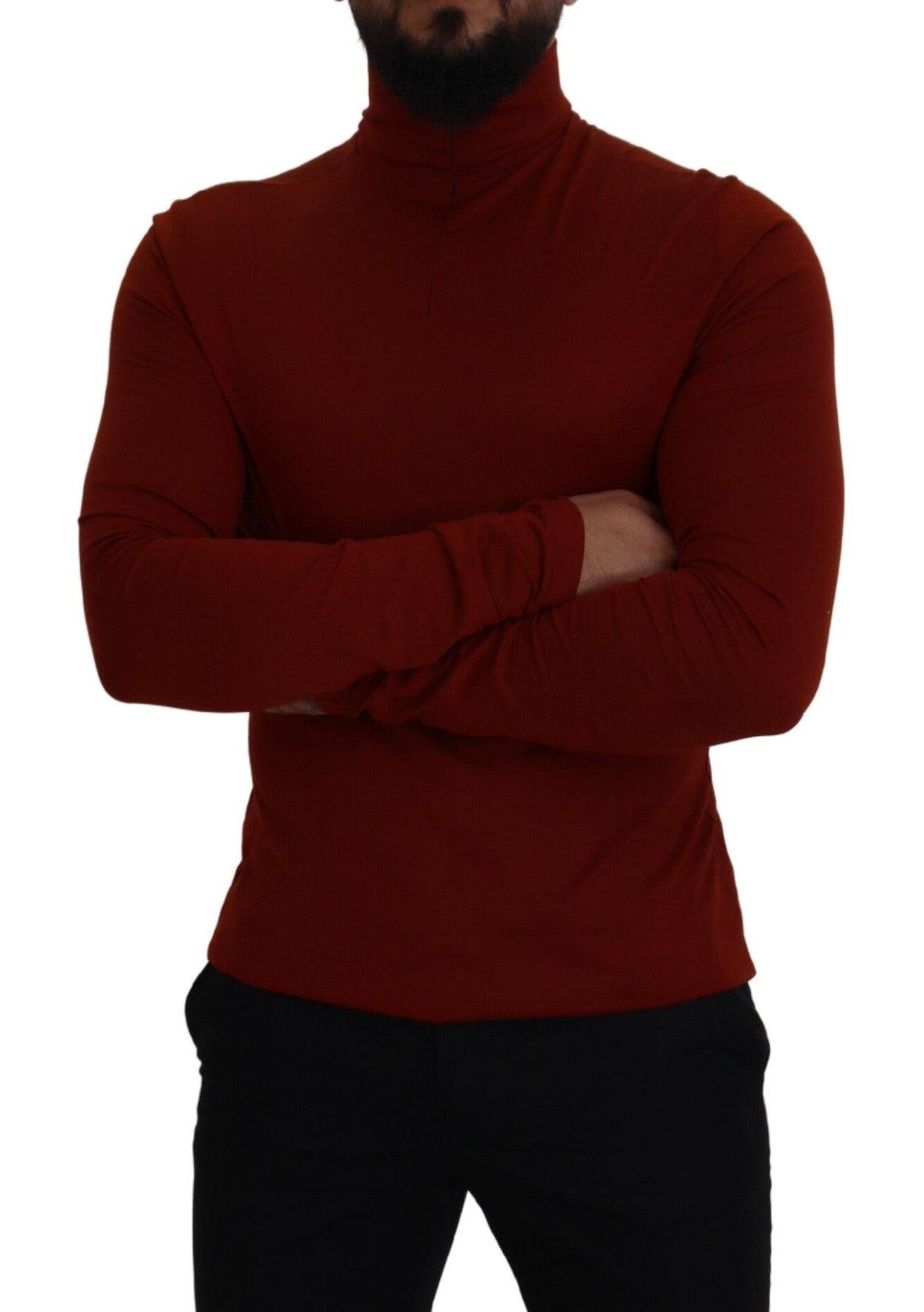 Dolce &amp; Gabbana Elegant maroon sweater with collar and zip