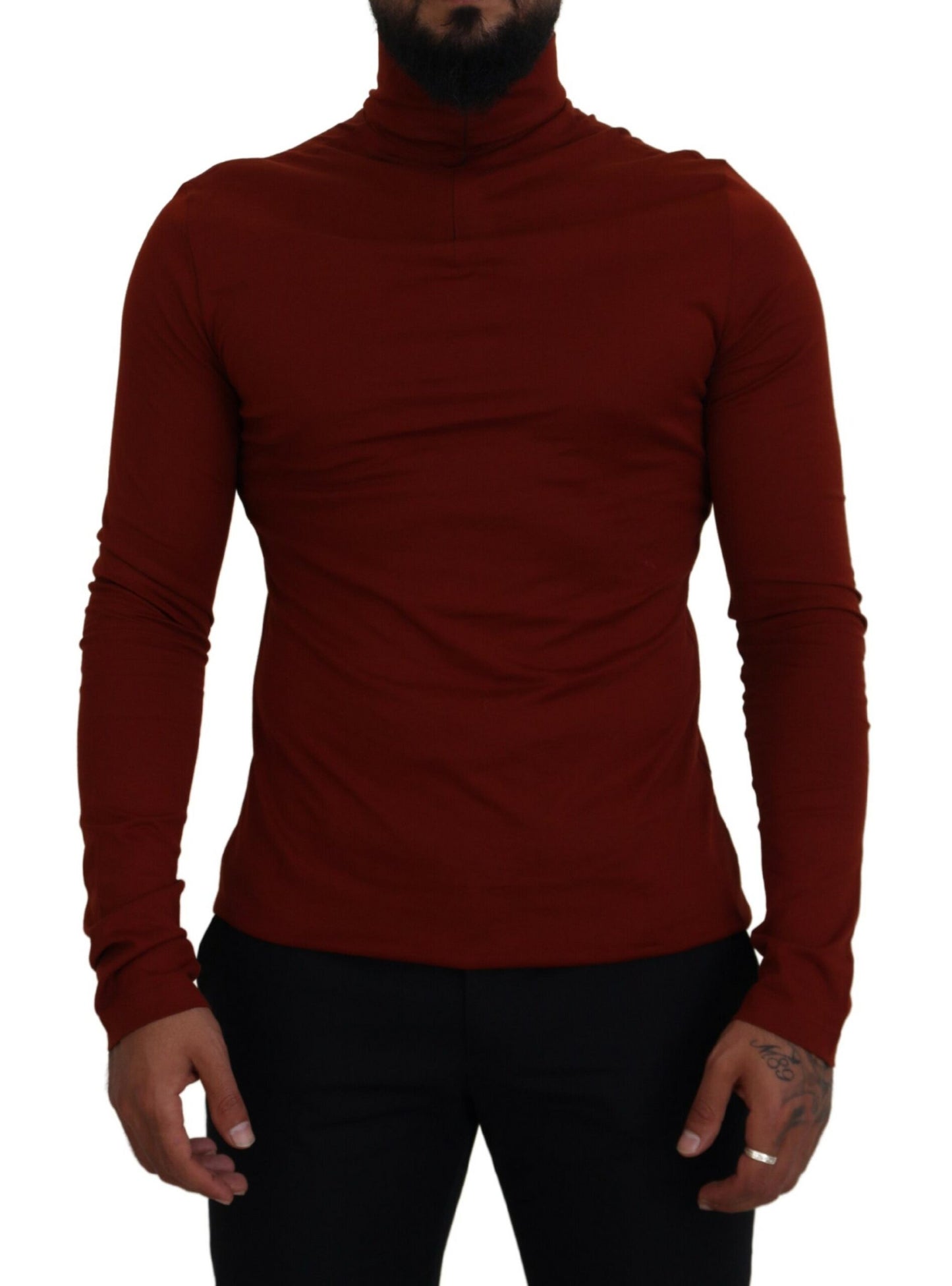 Dolce &amp; Gabbana Elegant maroon sweater with collar and zip