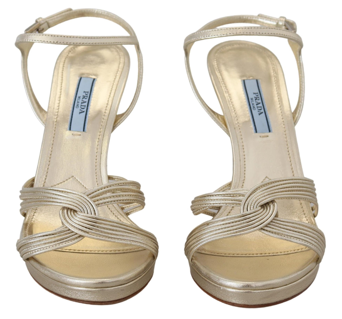 Prada Elegante goldene Stiletto-Sandalen