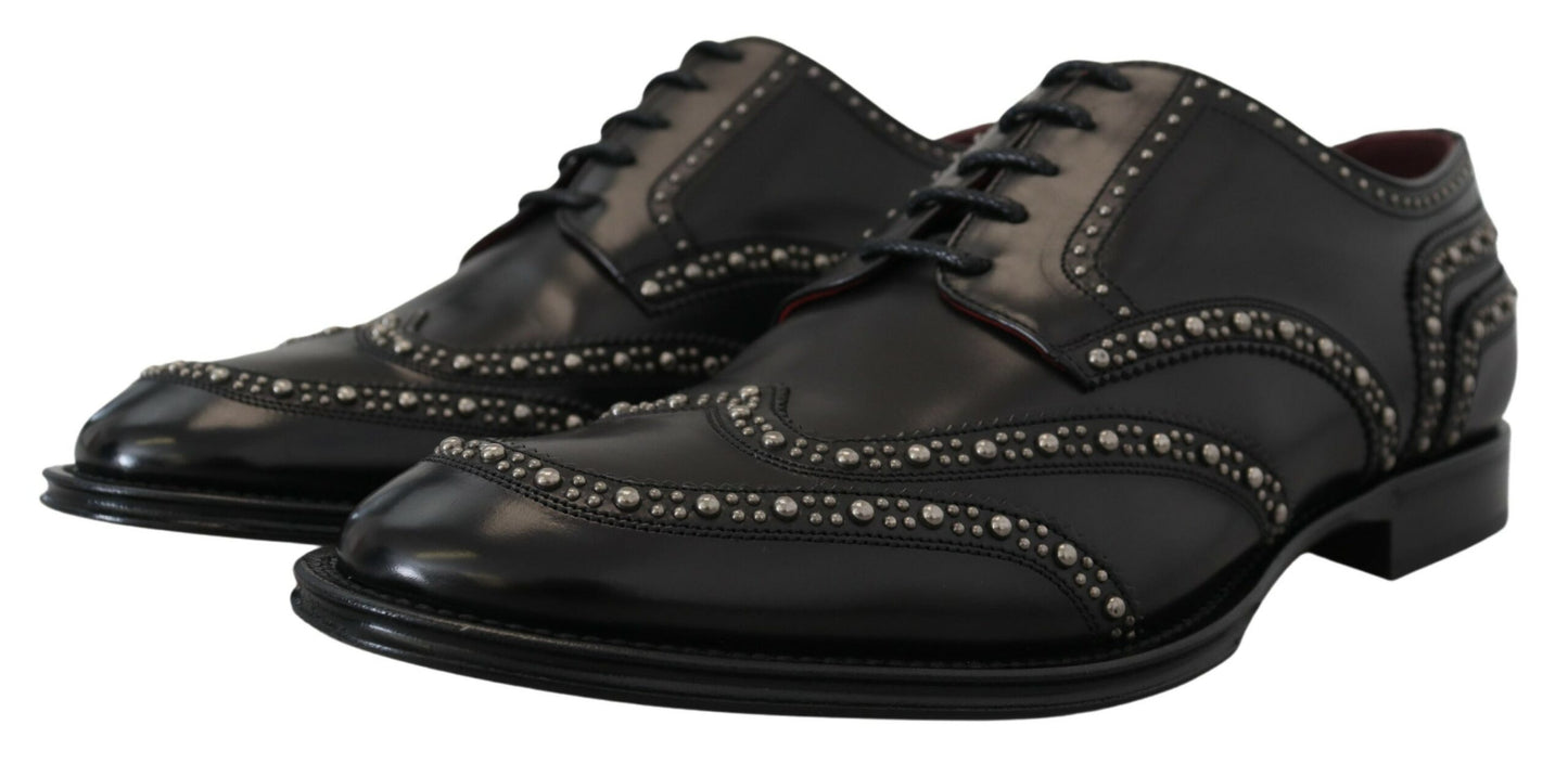 Dolce &amp; Gabbana Elegant black derby shoes with studs