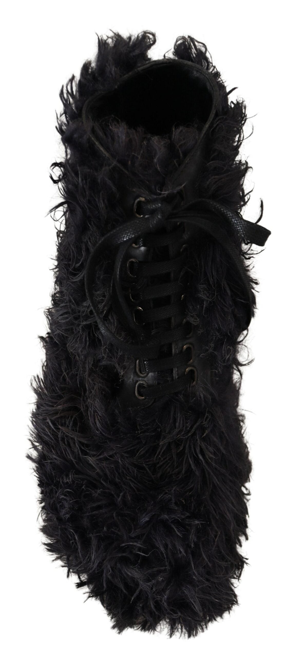 Dolce &amp; Gabbana Black Leather Shearling Boots