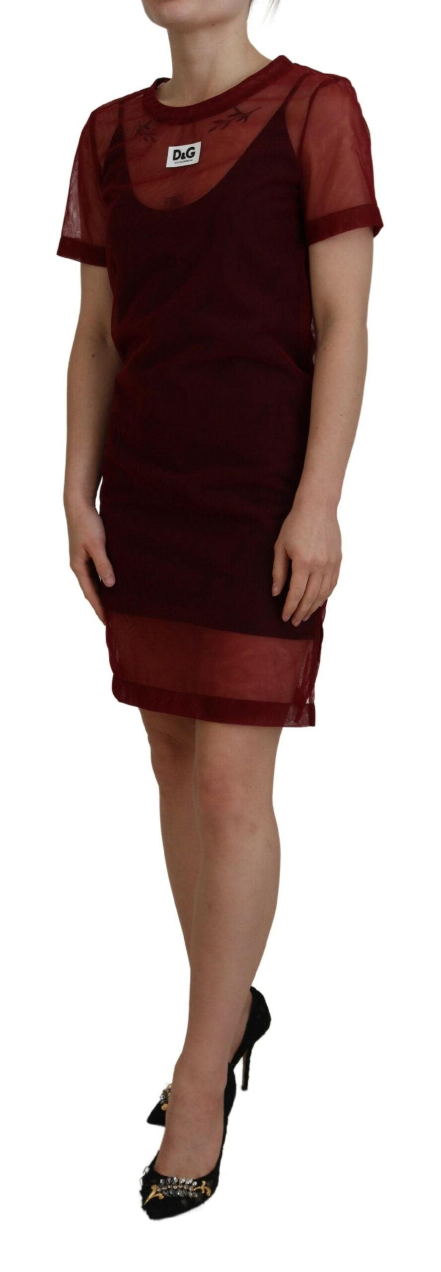 Dolce &amp; Gabbana Maroon Mini Shift Dress - Italian Elegance