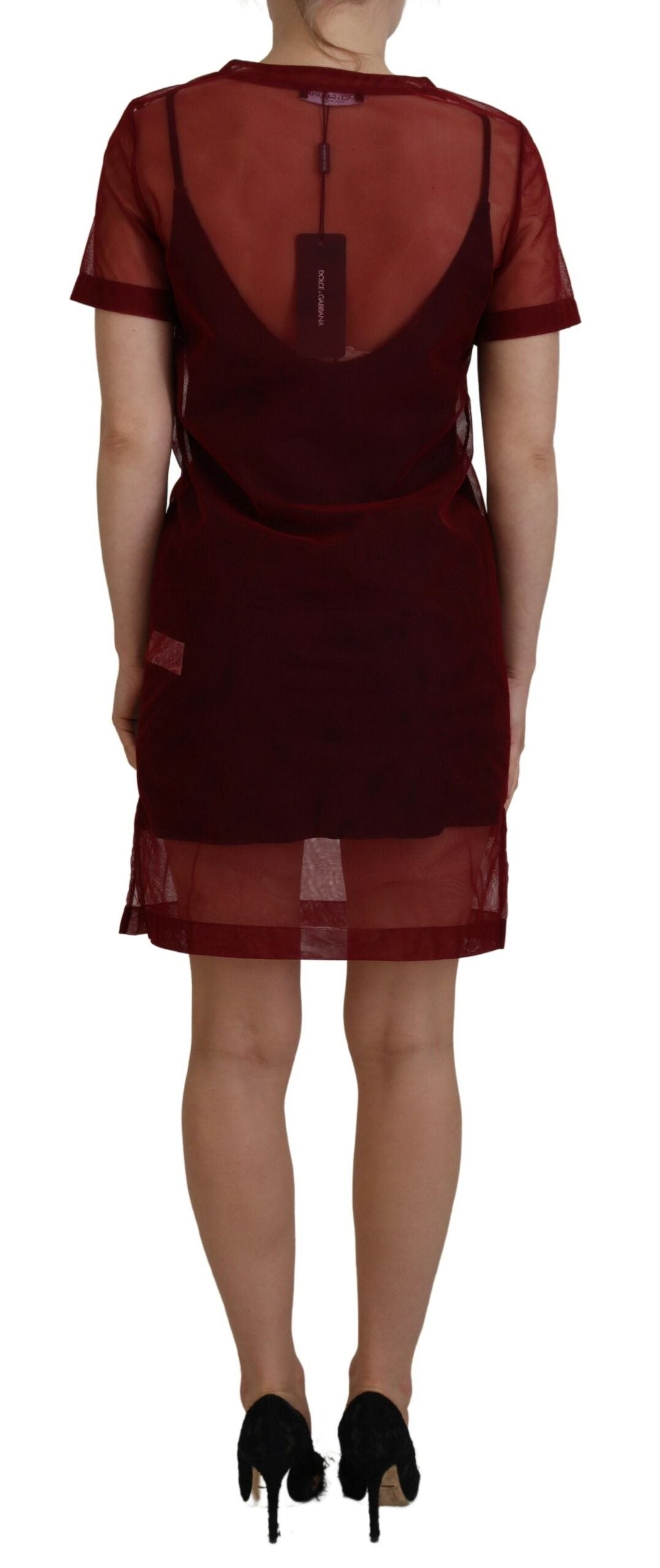 Dolce &amp; Gabbana Maroon Mini Shift Dress - Italian Elegance