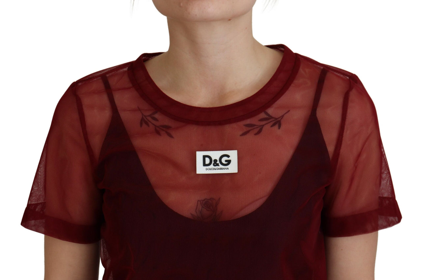 Dolce &amp; Gabbana Maroon Mini Shift Dress - Italian Elegance