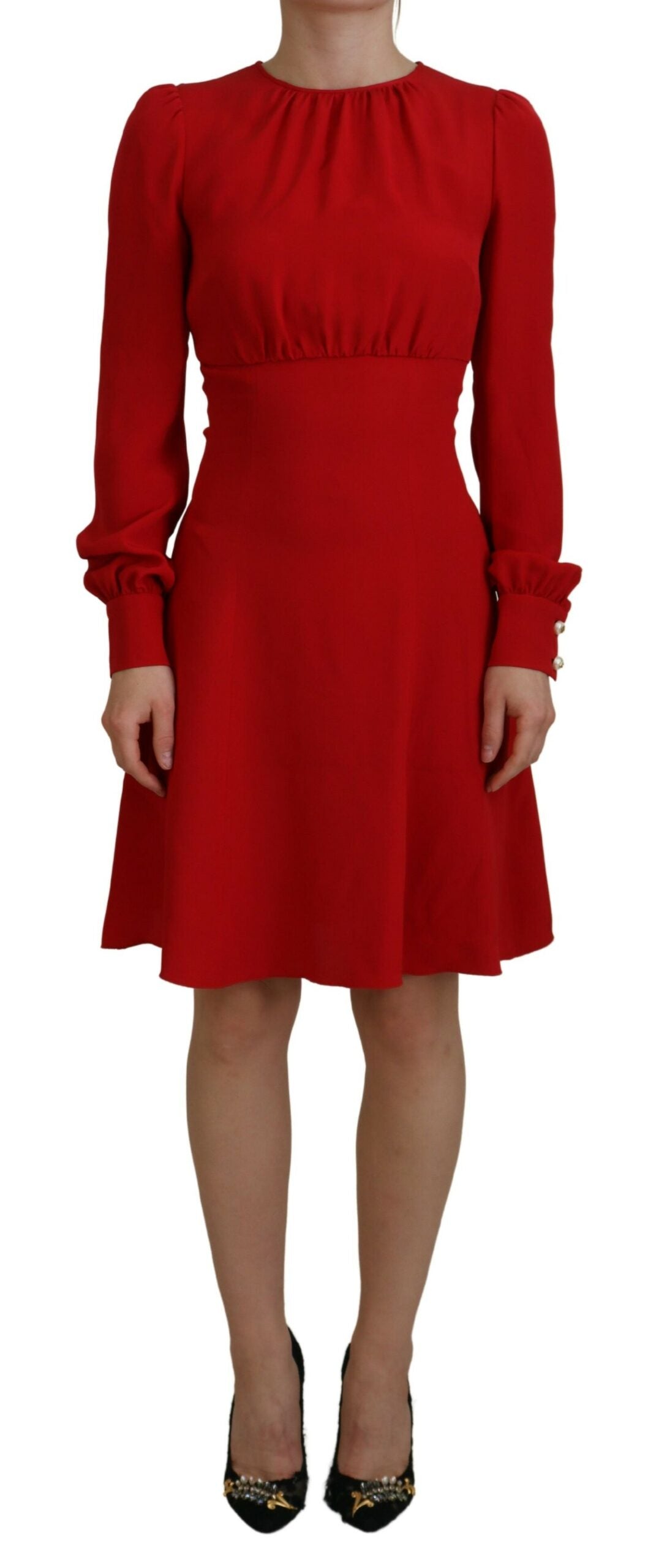 Dolce &amp; Gabbana Elegant knee-length red silk A-line dress