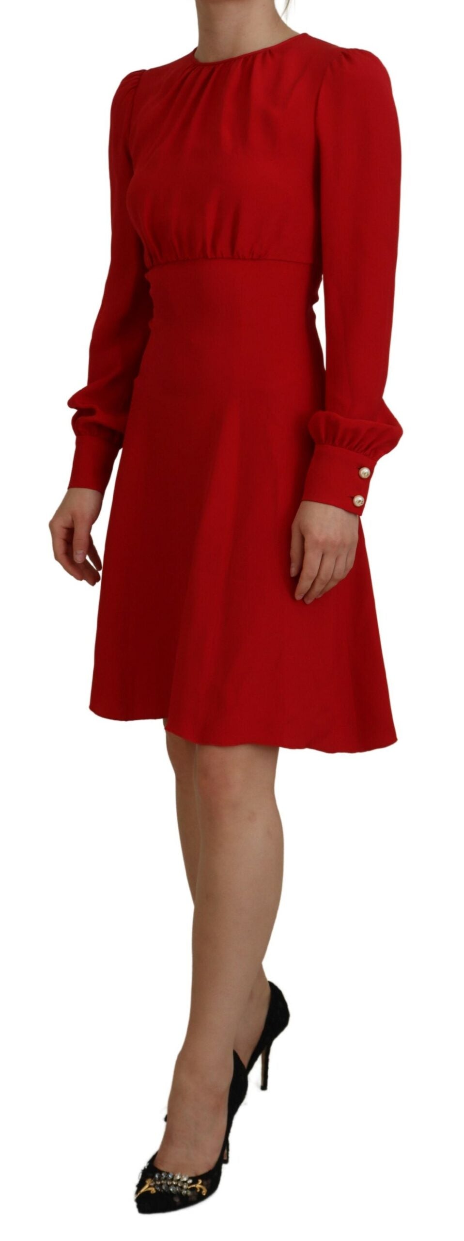 Dolce &amp; Gabbana Elegant knee-length red silk A-line dress