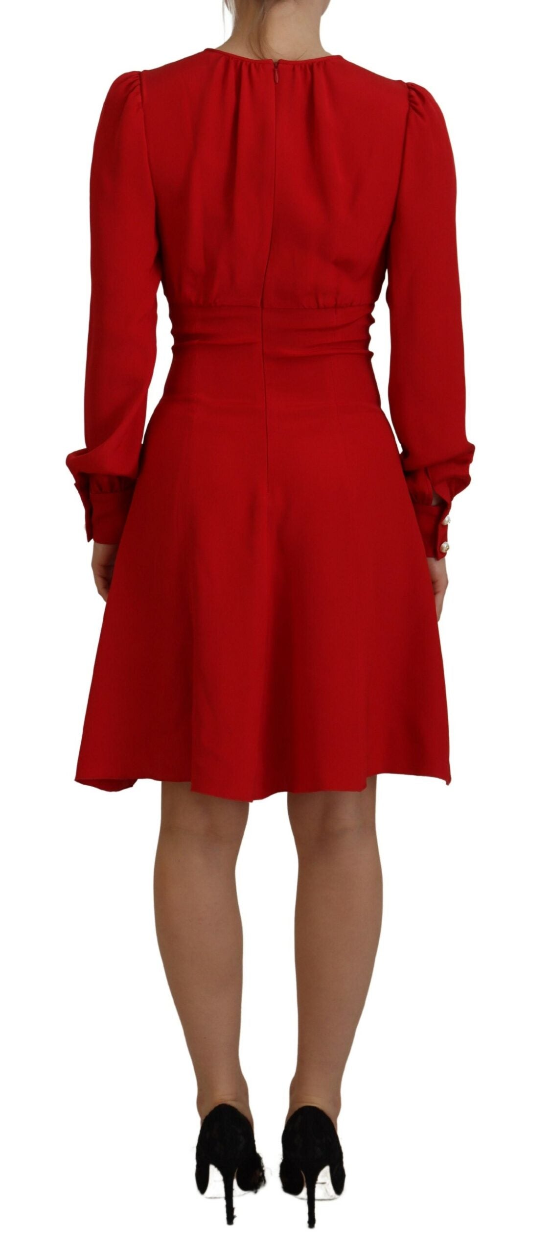 Dolce &amp; Gabbana Elegant knee-length red silk A-line dress