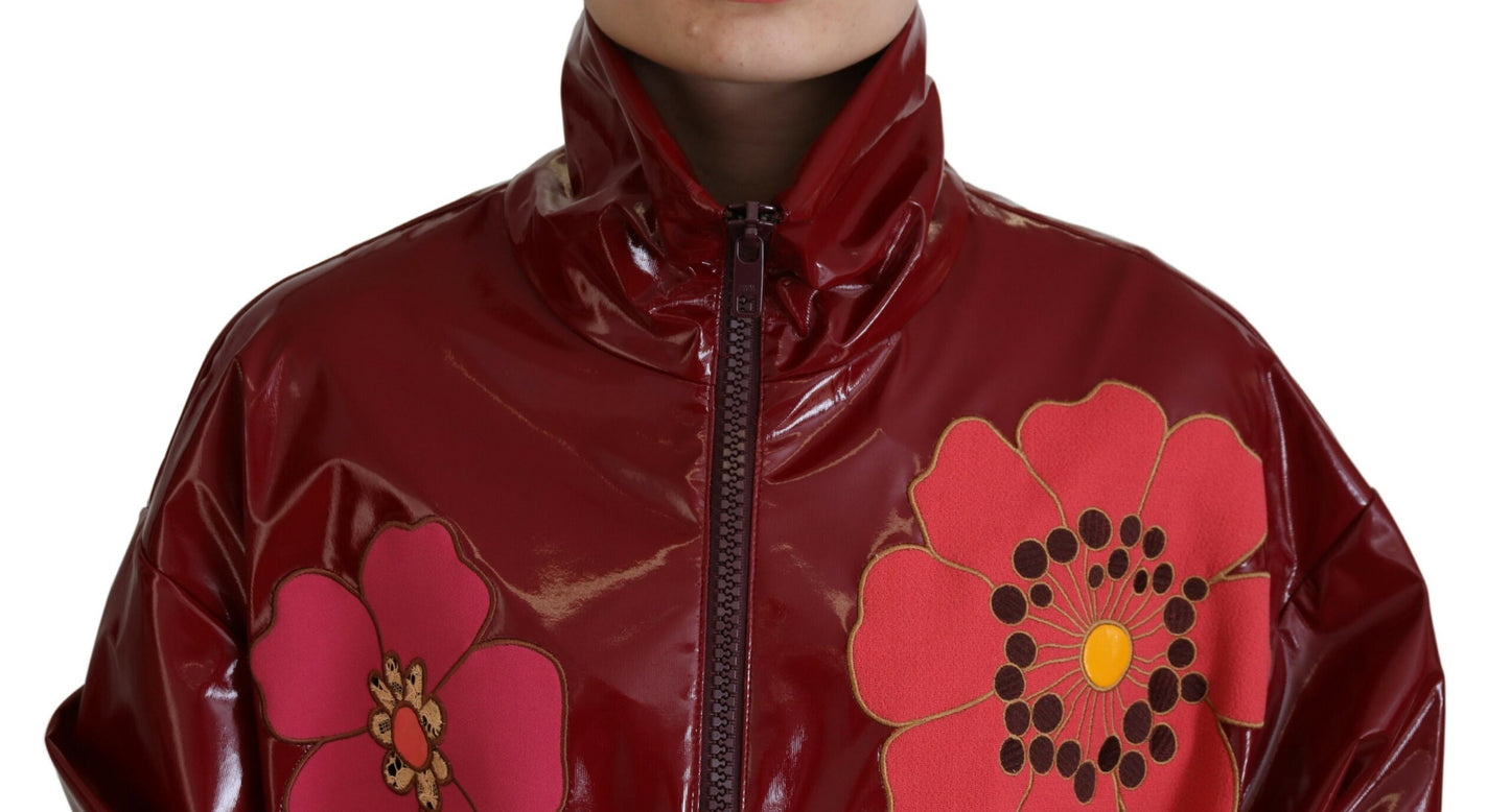 Dolce &amp; Gabbana Maroon Floral Luxe Jacket