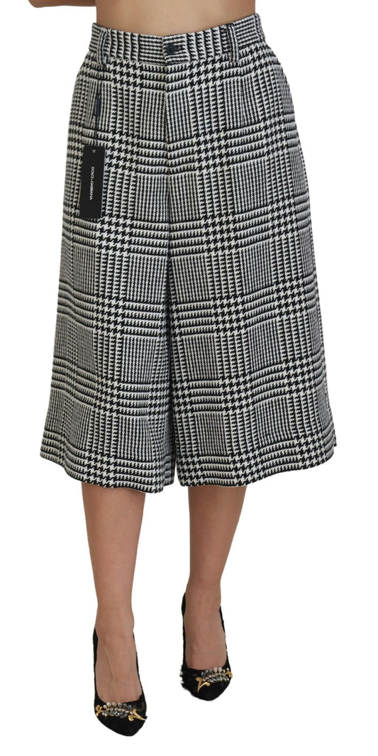 Dolce &amp; Gabbana Elegant Checked High Waist Midi Pants