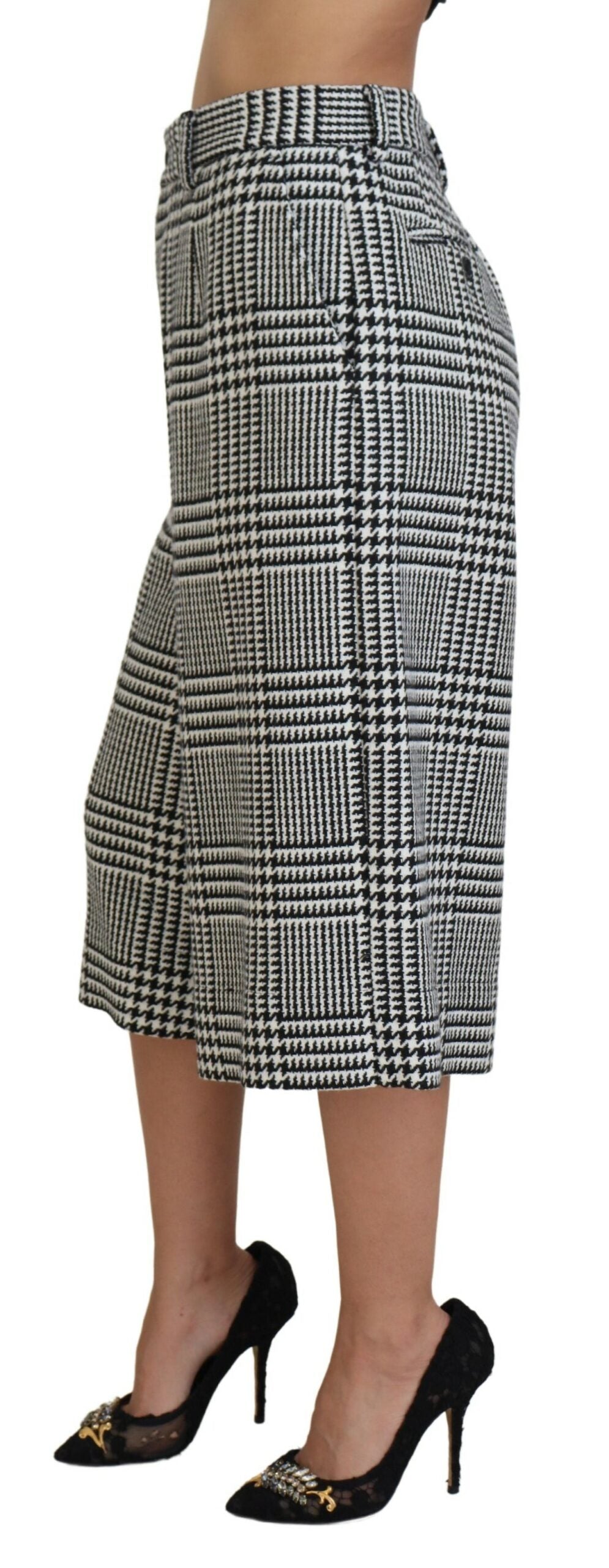 Dolce &amp; Gabbana Elegant Checked High Waist Midi Pants