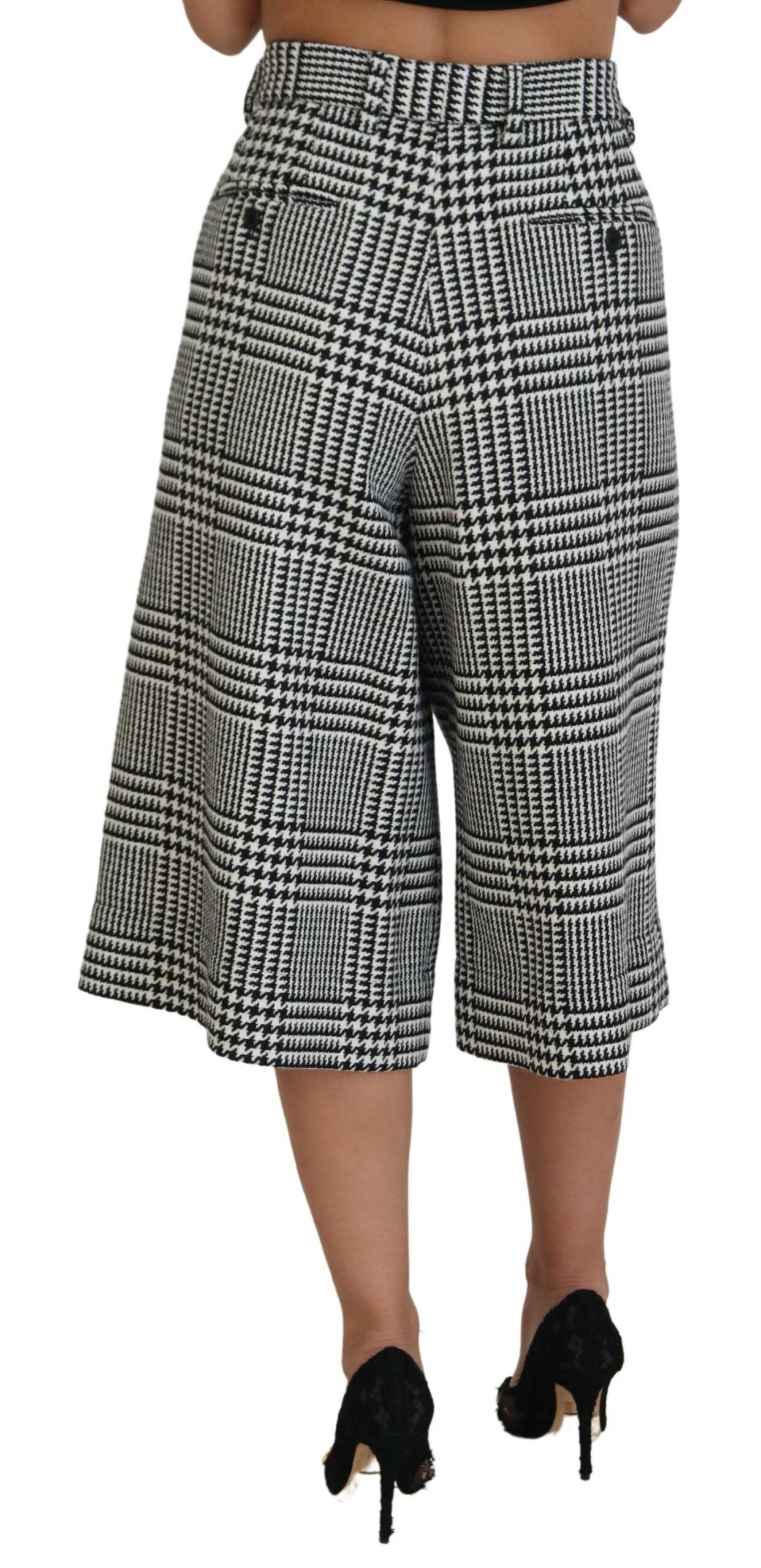 Dolce &amp; Gabbana Elegant Checked High Waist Midi Pants