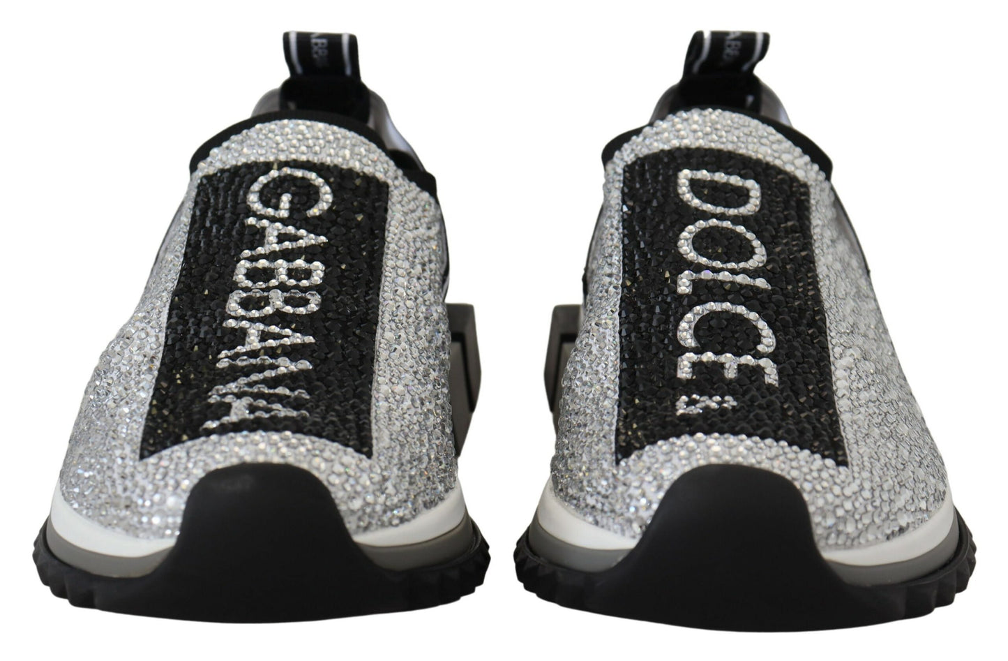 Dolce & Gabbana Glitzernde Silber Strass Turnschuhe