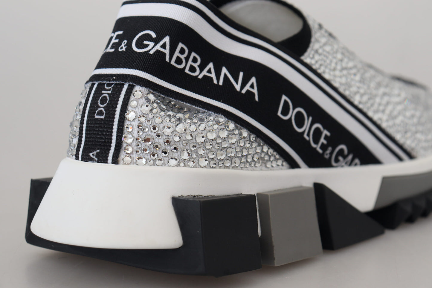 Dolce & Gabbana Glitzernde Silber Strass Turnschuhe