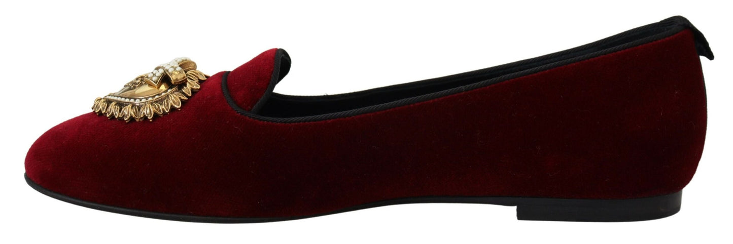 Dolce &amp; Gabbana Bordeaux Velvet Devotion Loafers