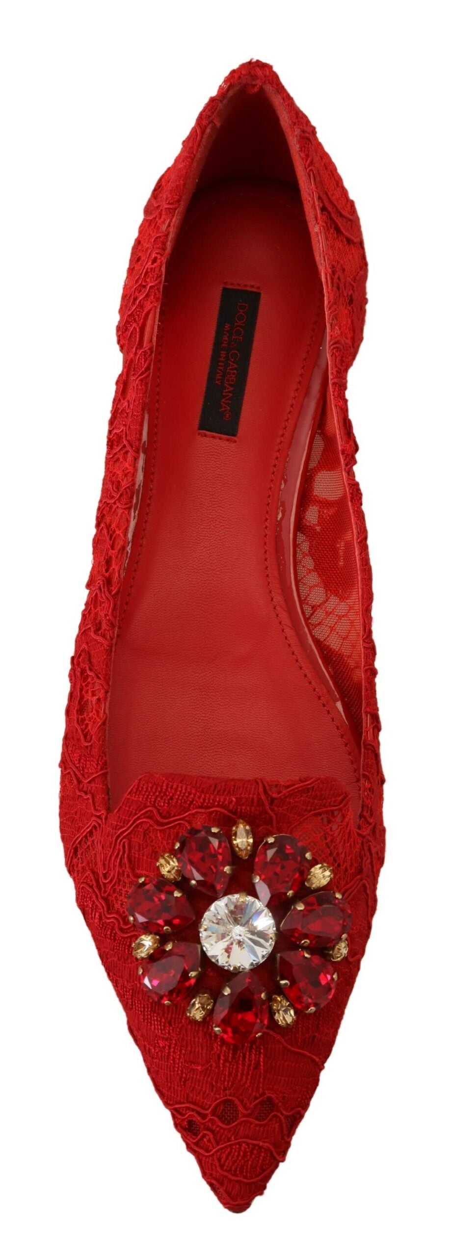 Dolce &amp; Gabbana Red Flats with Crystal Embellishment