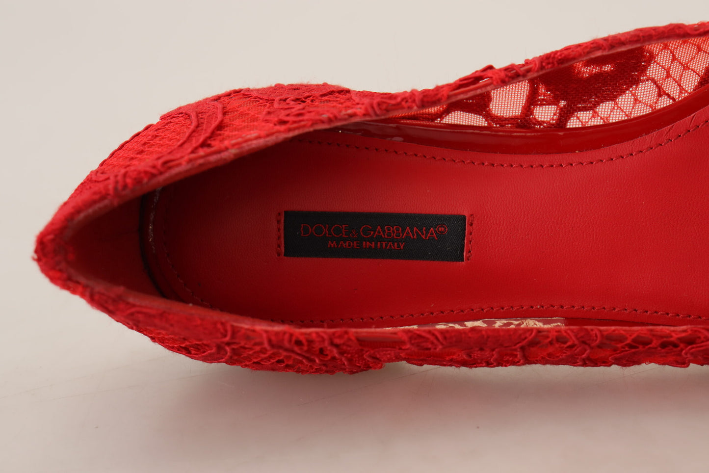 Dolce &amp; Gabbana Red Flats with Crystal Embellishment