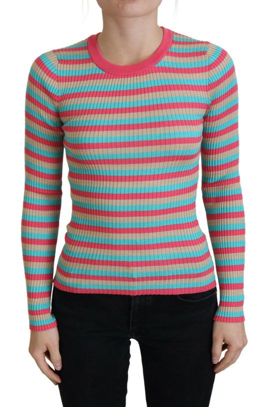 Dolce &amp; Gabbana Elegant striped silk round neck sweater