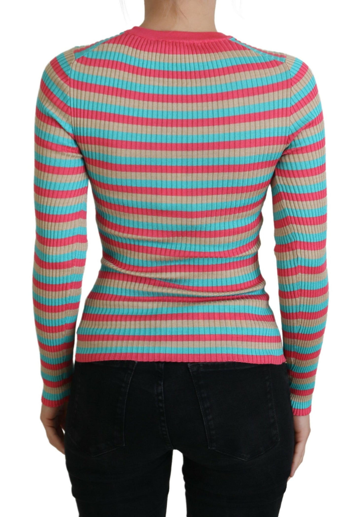 Dolce &amp; Gabbana Elegant striped silk round neck sweater