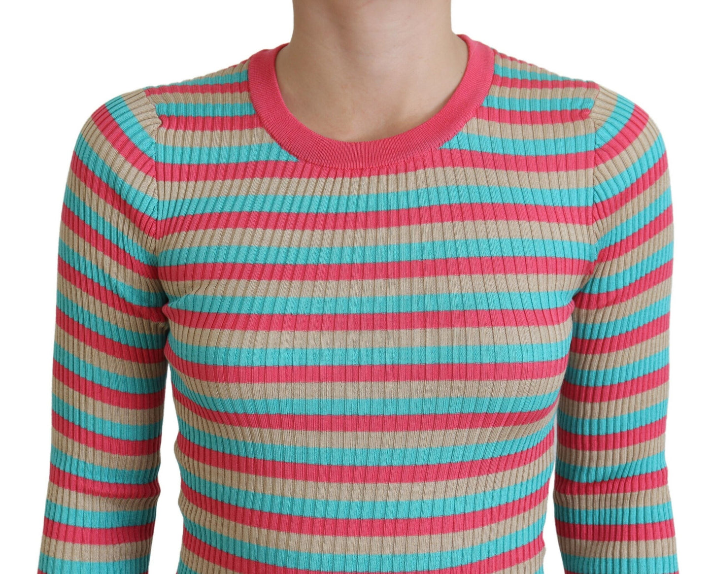 Dolce &amp; Gabbana Elegant striped silk round neck sweater