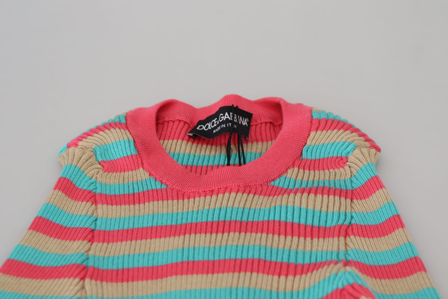 Dolce &amp; Gabbana Elegant striped silk round neck sweater