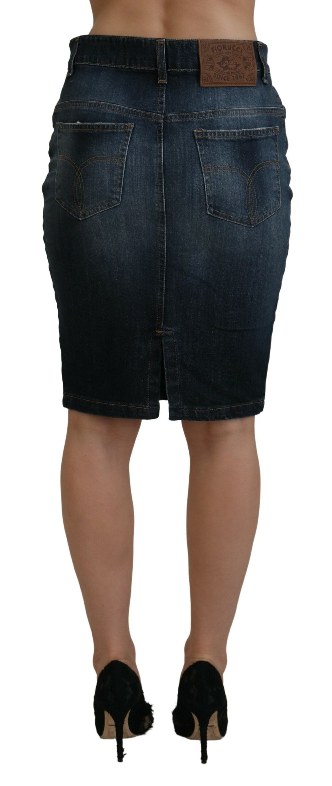 Fiorucci Chic dark blue mid-waist denim skirt