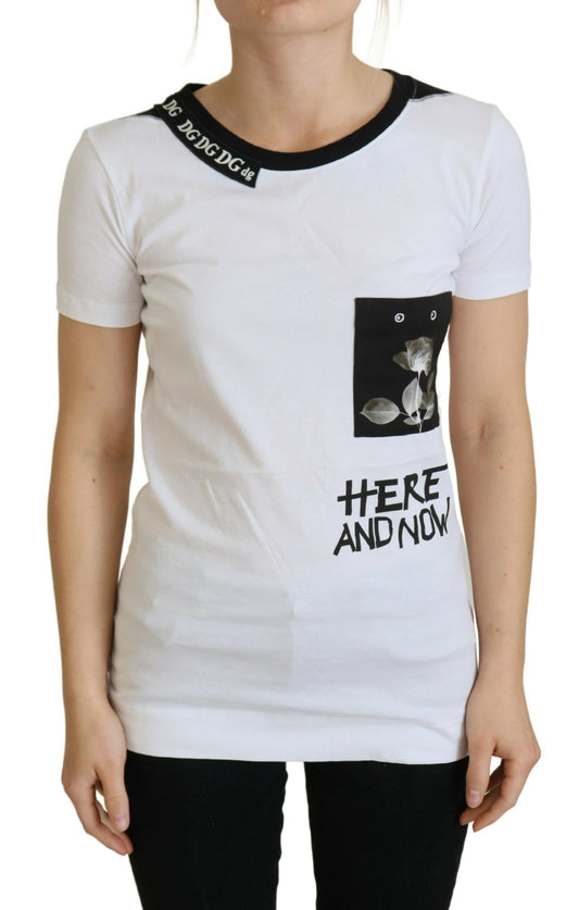 Dolce &amp; Gabbana Chic monochrome 'Here and Now' cotton T-shirt