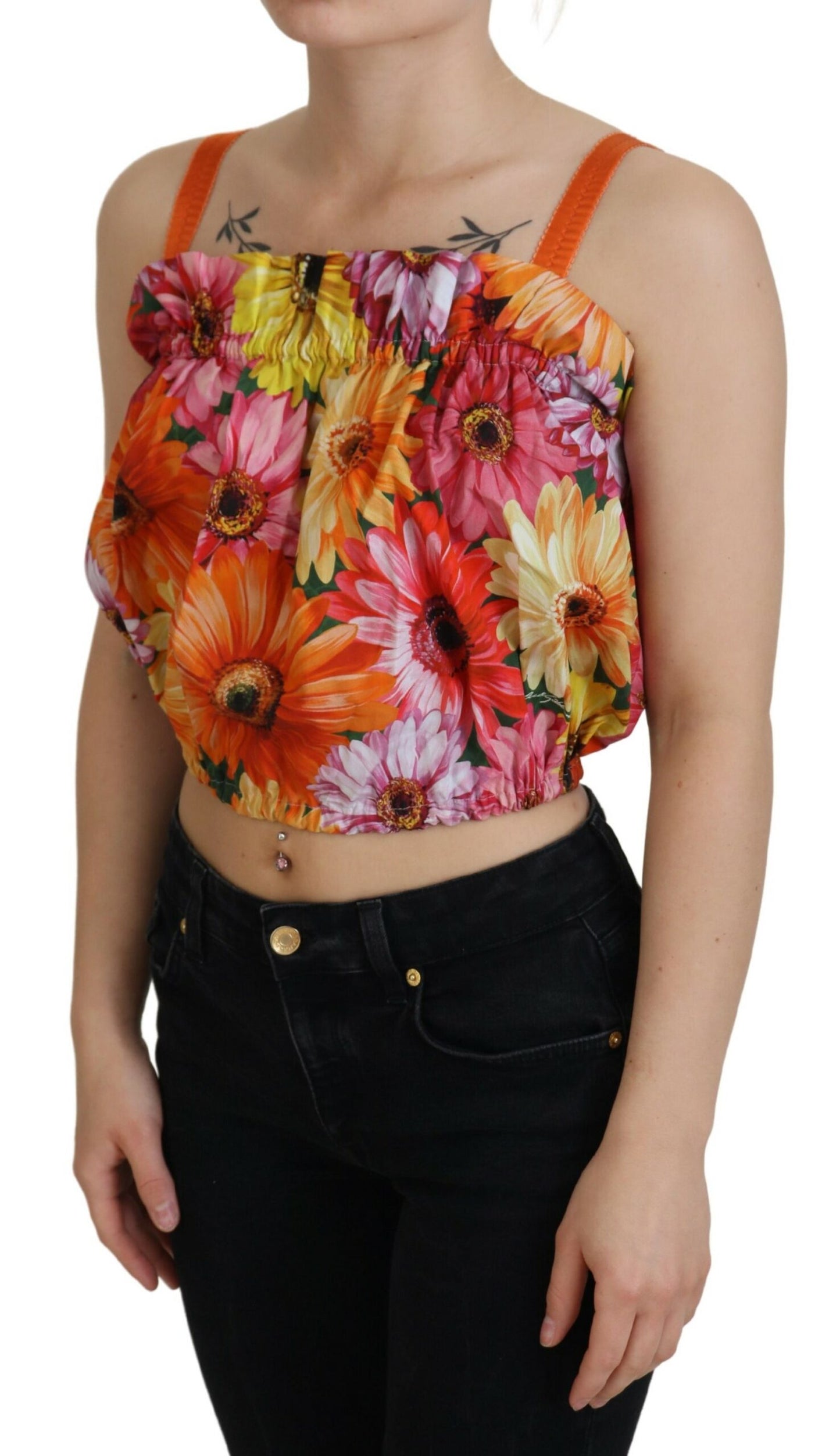 Dolce &amp; Gabbana Floral Elegance Sleeveless Cropped Top