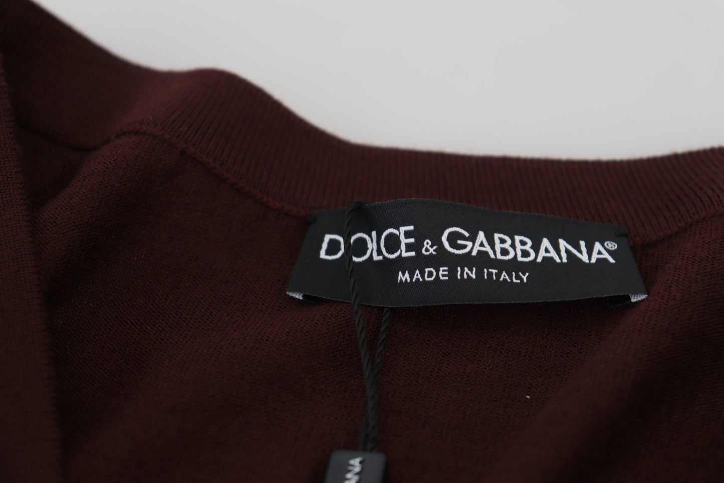 Dolce &amp; Gabbana Chic maroon V-neck wool cardigan