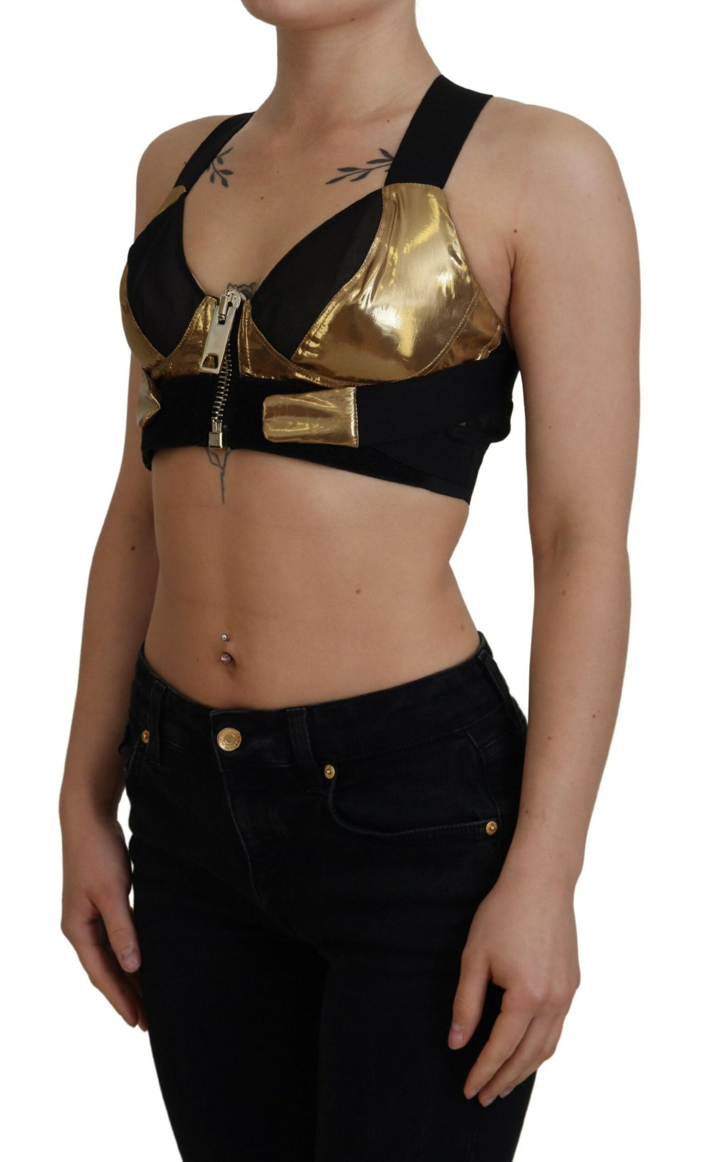 Dolce &amp; Gabbana Elegant Cropped Top with Front Zipper