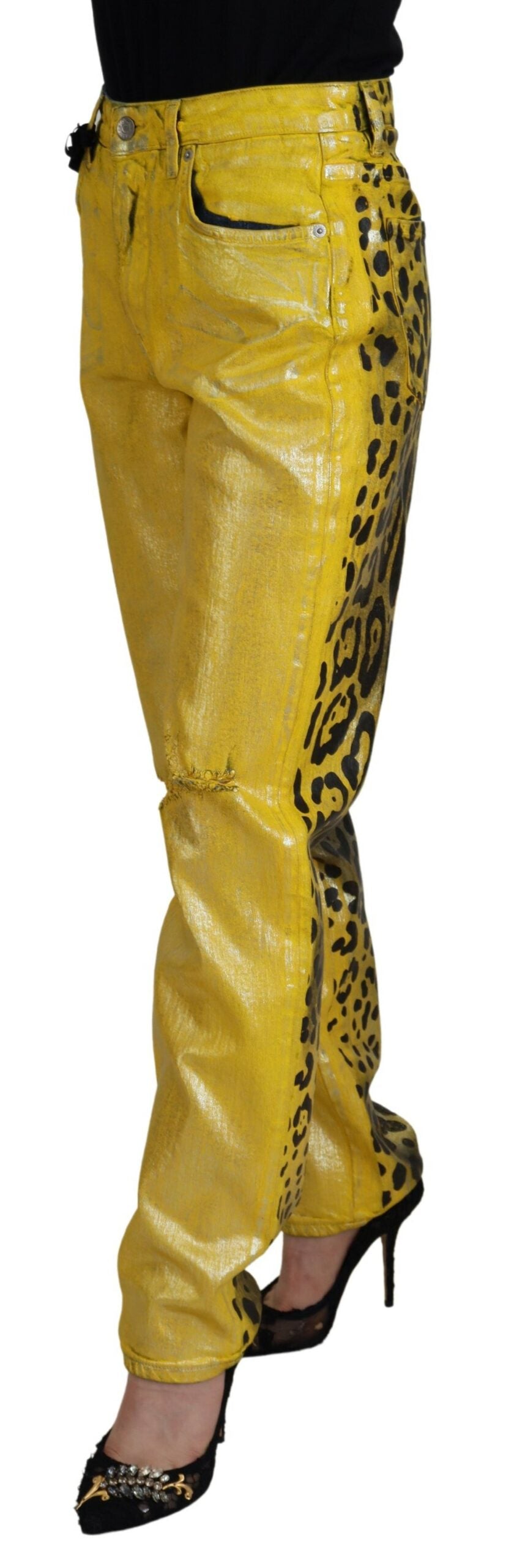 Dolce &amp; Gabbana Chic High Waist Straight Jeans in Bright Yellow