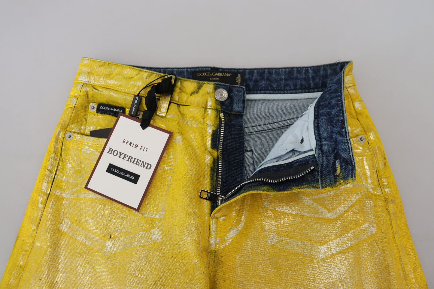 Dolce &amp; Gabbana Chic High Waist Straight Jeans in Bright Yellow