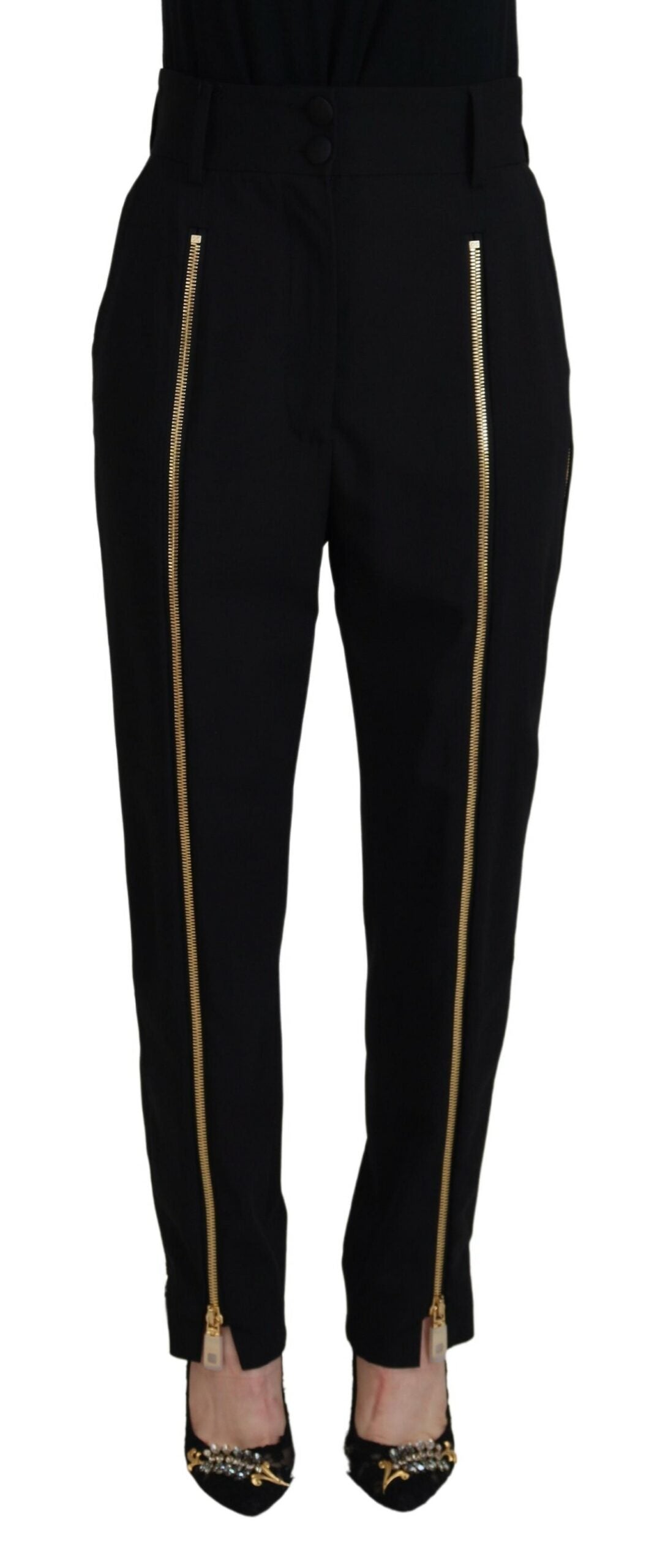 Dolce &amp; Gabbana Elegant tapered wool trousers with high waist