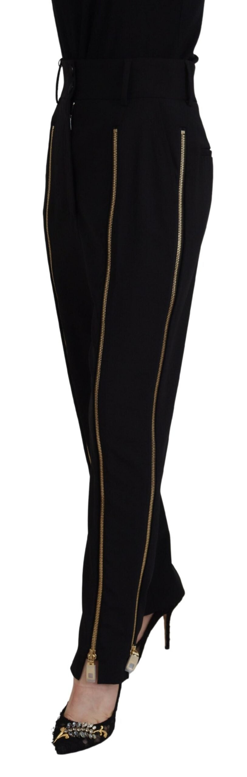 Dolce &amp; Gabbana Elegant tapered wool trousers with high waist