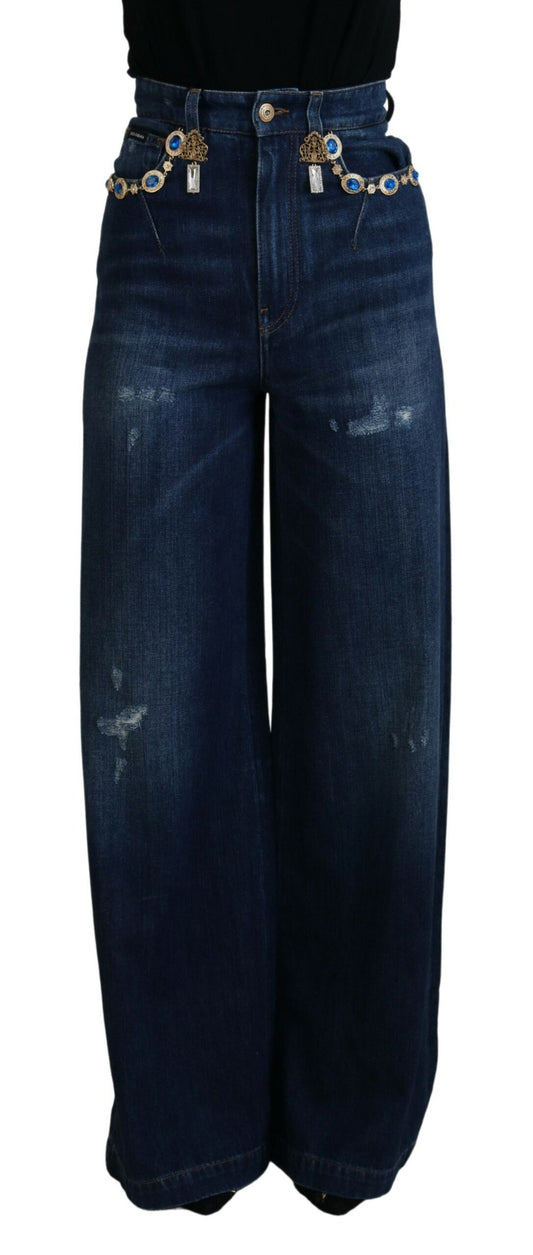 Dolce &amp; Gabbana Embellished Designer Straight Leg Jeans