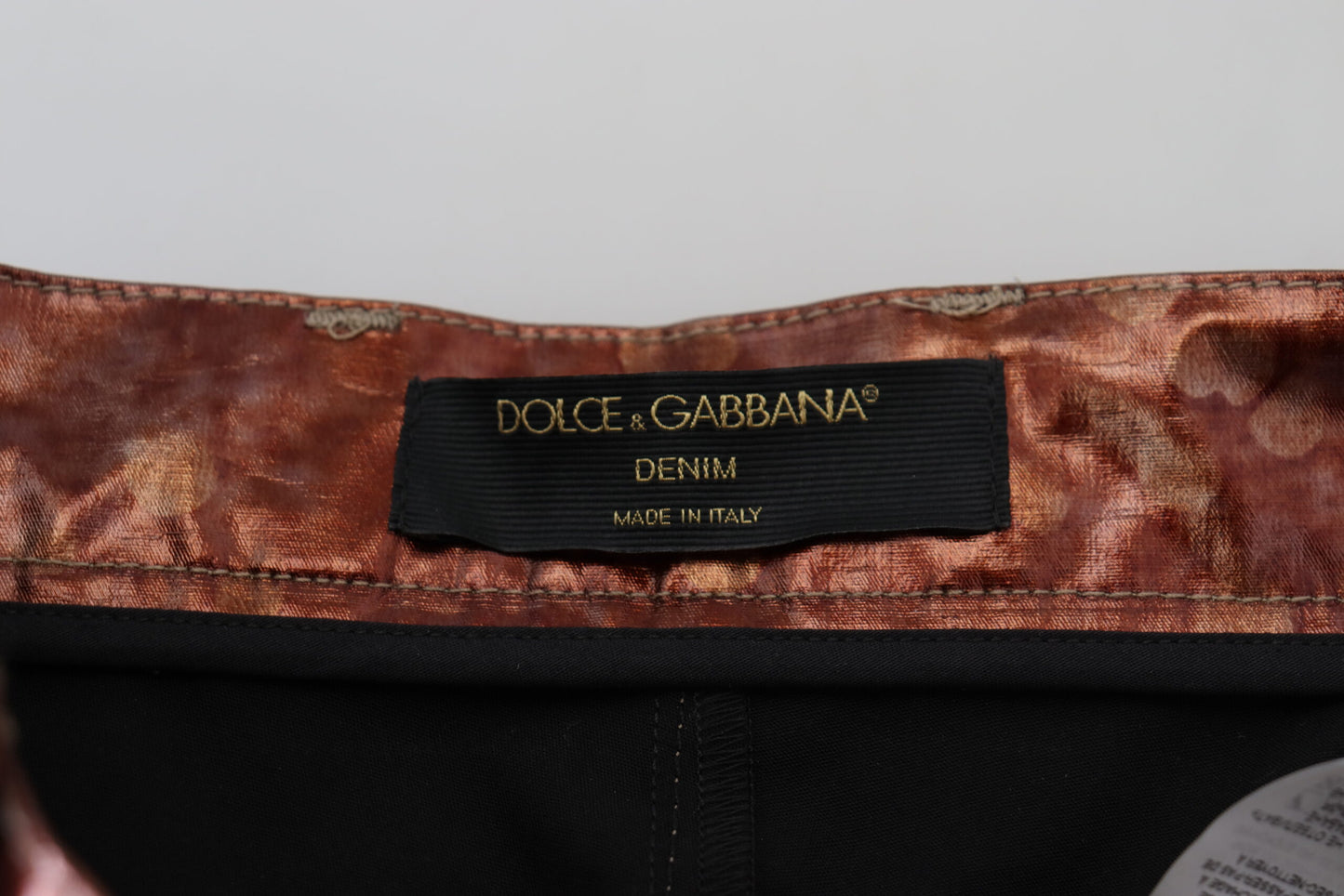 Dolce & Gabbana Skinny Jeans mit hoher Taille in Metallic Bronze