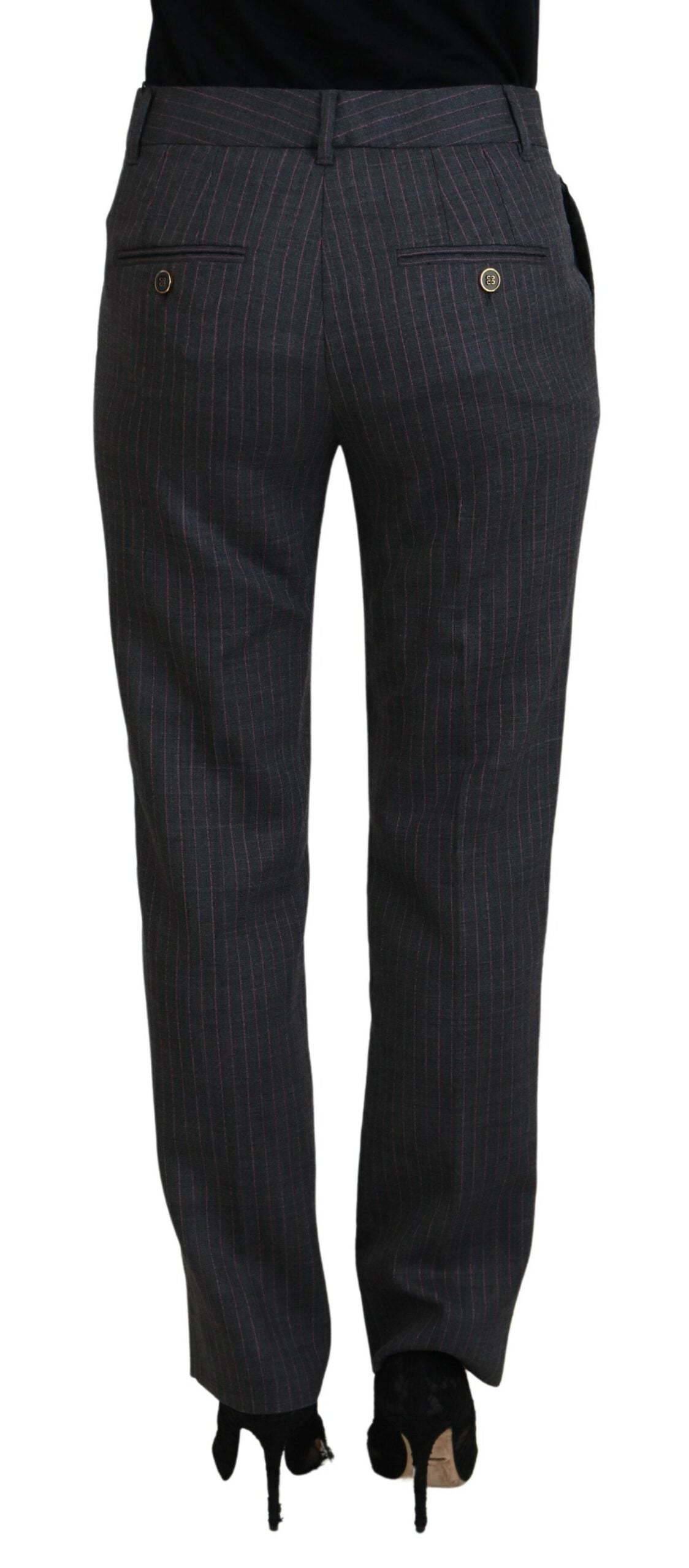 Dolce & Gabbana Elegante Graue Gestreifte Tapered Pants