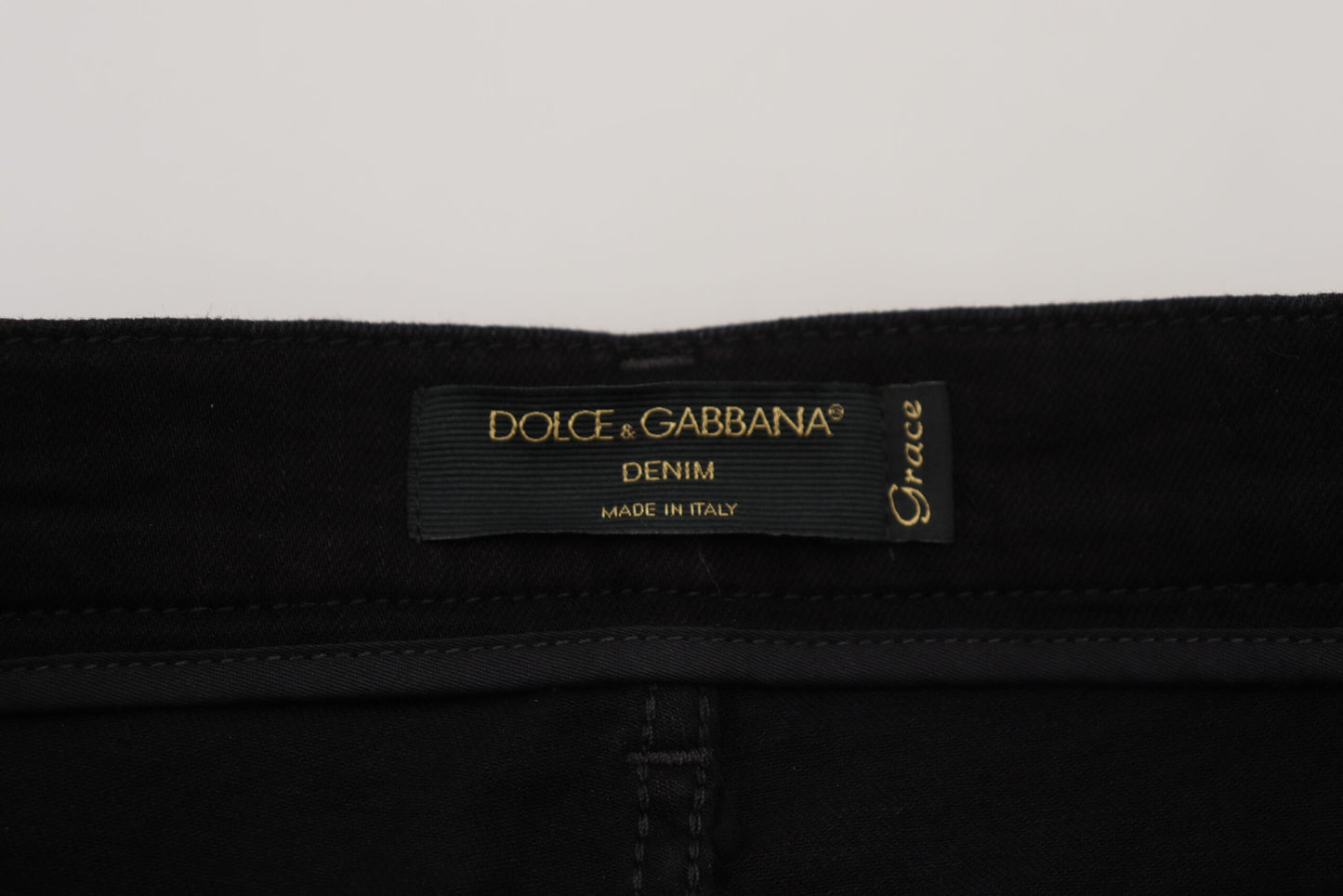 Dolce & Gabbana Schicke Slim Fit Jeans mit hoher Taille in Schwarz