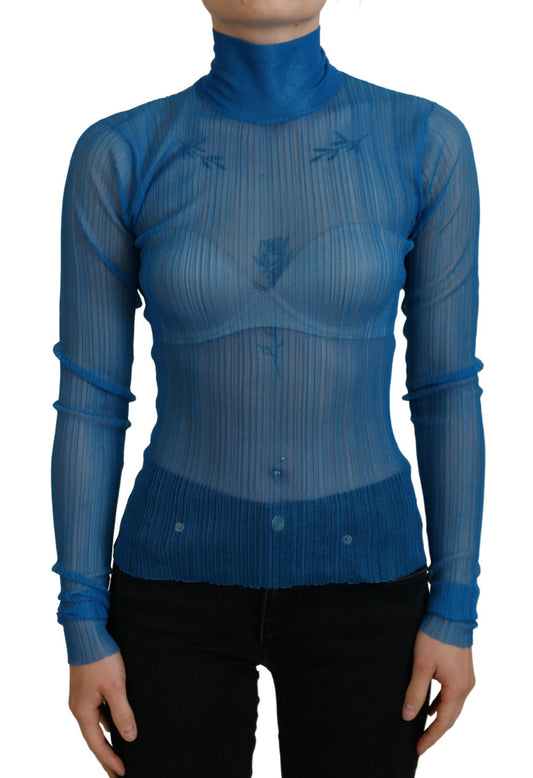 Dolce & Gabbana Elegantes blaues Mesh-Blusen-Top